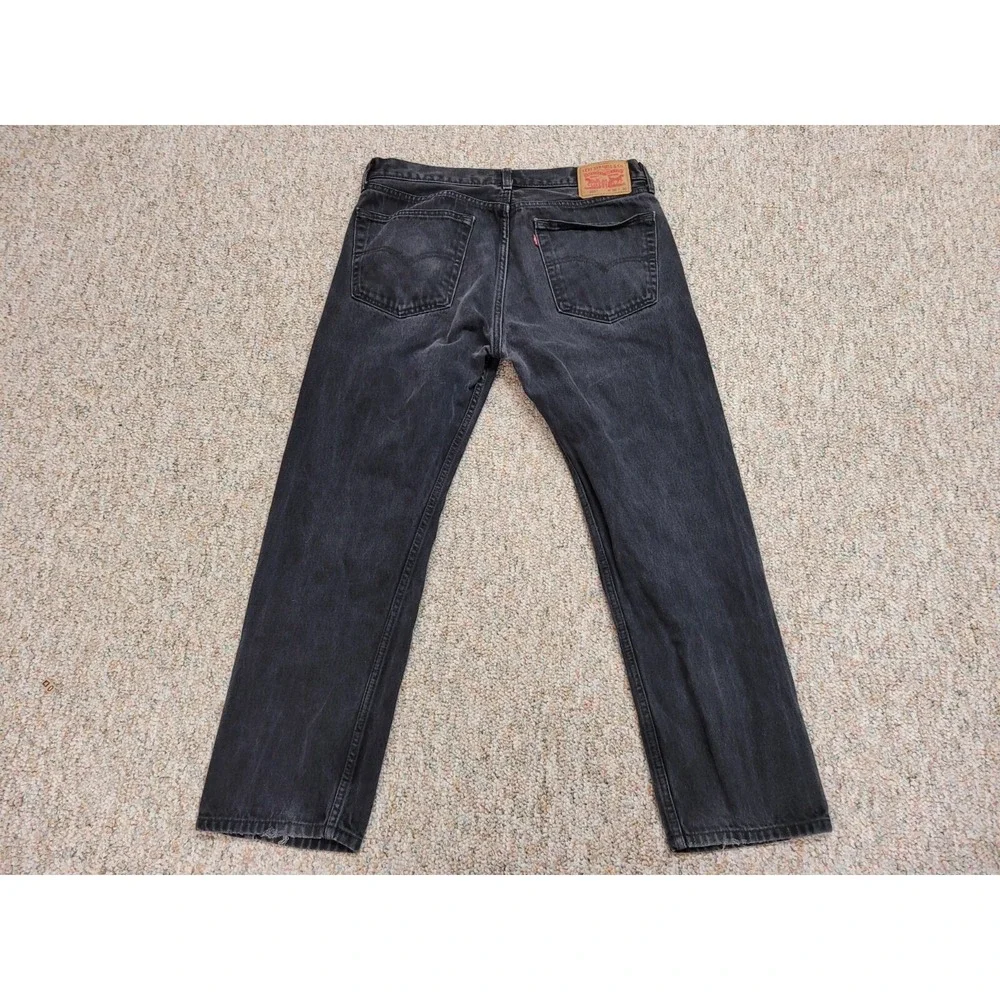 Levi's 505 Jeans Mens 36x30 Black Regular Fit Straight Leg Distressed Denim
